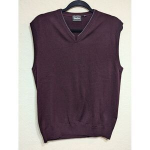 Neiman Marcus Men's Burgundy Wool Blend Sleeveless Sweater Vest Medium